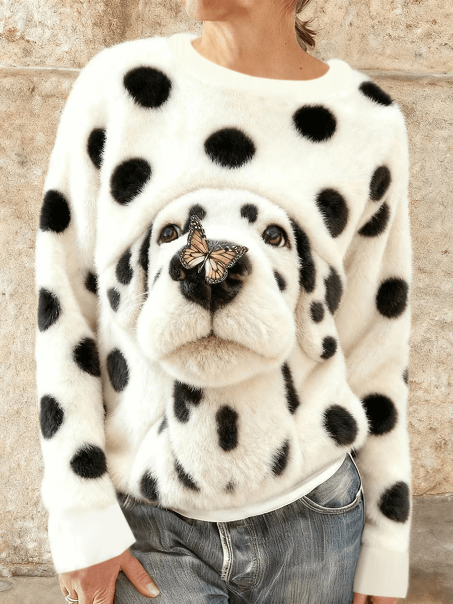 Women's Dalmatian Flannel Crewneck Sweatshirt
