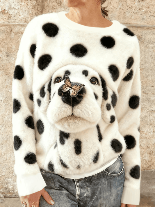 Women's Dalmatian Flannel Crewneck Sweatshirt