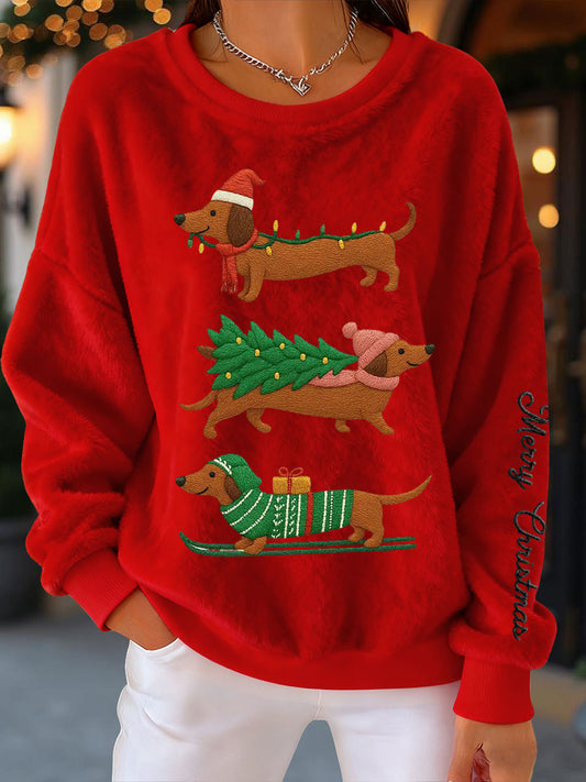 Women's Christmas Dachshunds Flannel Sweatshirts