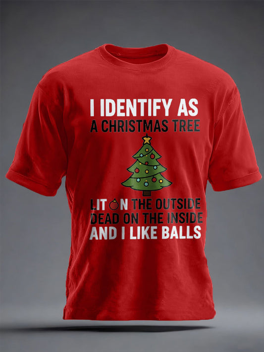Unisex Funny Identify As A Christmas Tree Printed T-shirt