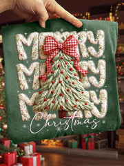 Women's Faux Yarn Merry Christmas Print Casual Sweatshirt