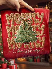 Women's Faux Yarn Merry Christmas Print Casual Sweatshirt