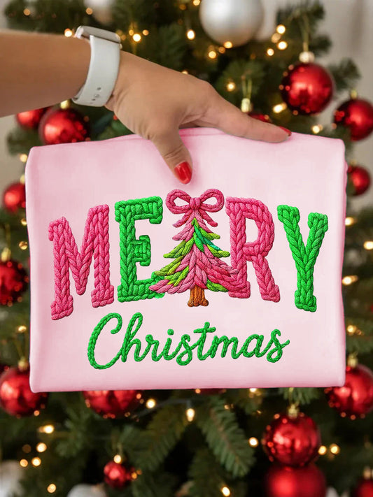 Women's Faux Yarn Merry Christmas Print Casual Sweatshirt