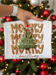 Women's Faux Yarn Merry Christmas Print Casual Sweatshirt