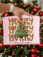 Women's Faux Yarn Merry Christmas Print Casual Sweatshirt