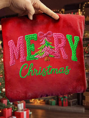 Women's Faux Yarn Merry Christmas Print Casual Sweatshirt