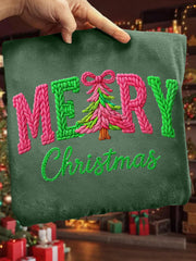 Women's Faux Yarn Merry Christmas Print Casual Sweatshirt