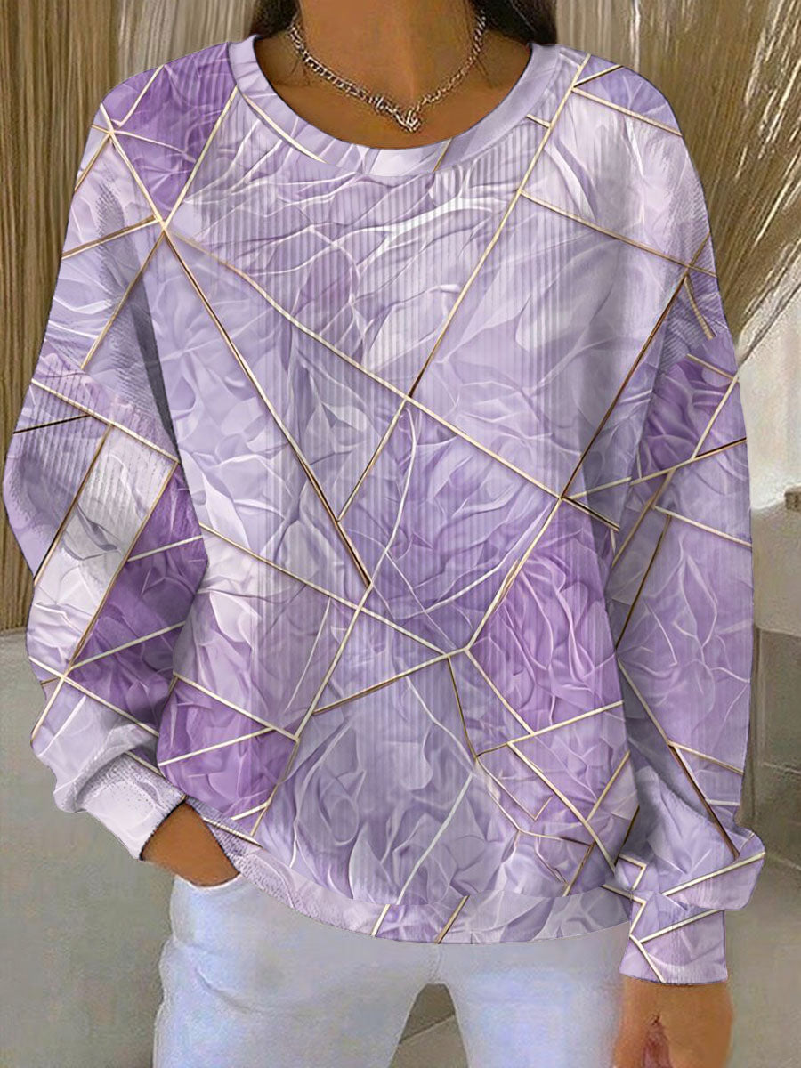 Women's Purple Art Print Casual Sweatshirt