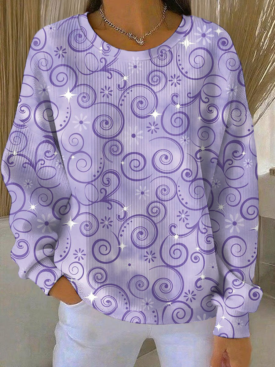 Women's Purple Art Print Casual Sweatshirt