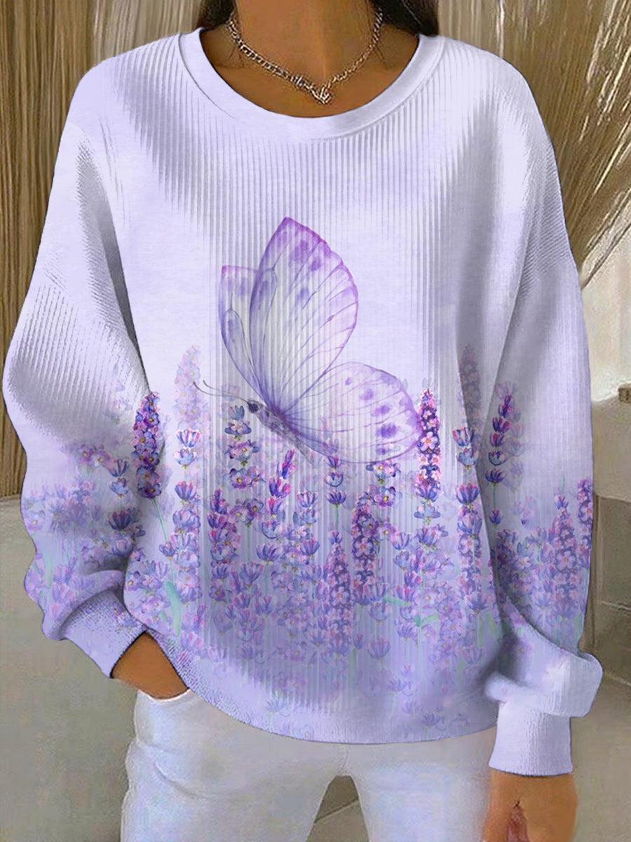 Women's Purple Art Print Casual Sweatshirt