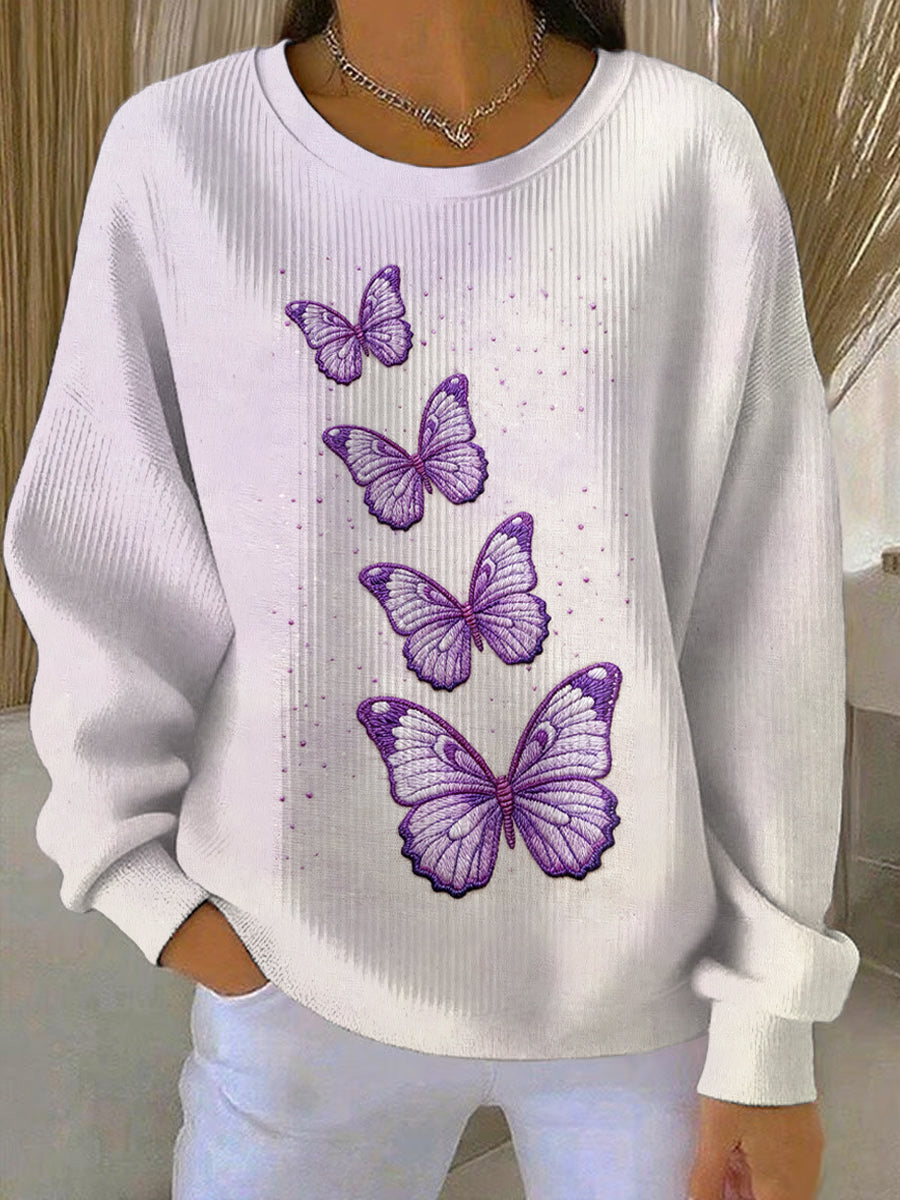 Women's Purple Art Print Casual Sweatshirt