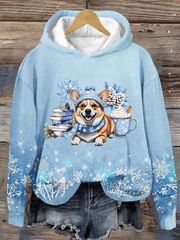 Women's Snowflake Dog Christmas Art Printed Sweatshirt
