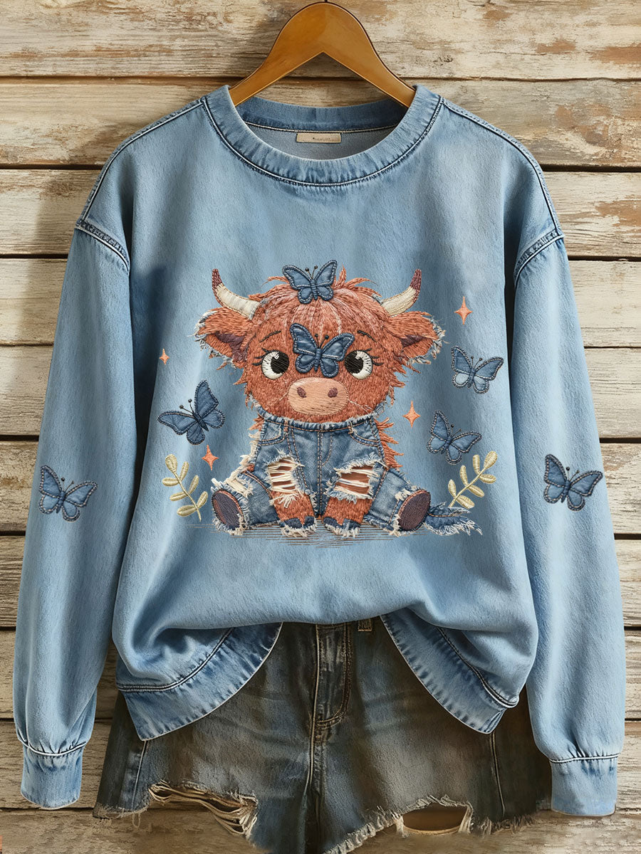 Women's Highland Cow Art Print Casual Sports Shirt