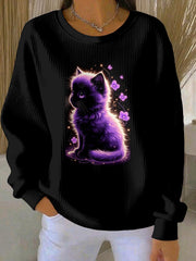 Women's Purple Art Print Casual Sweatshirt