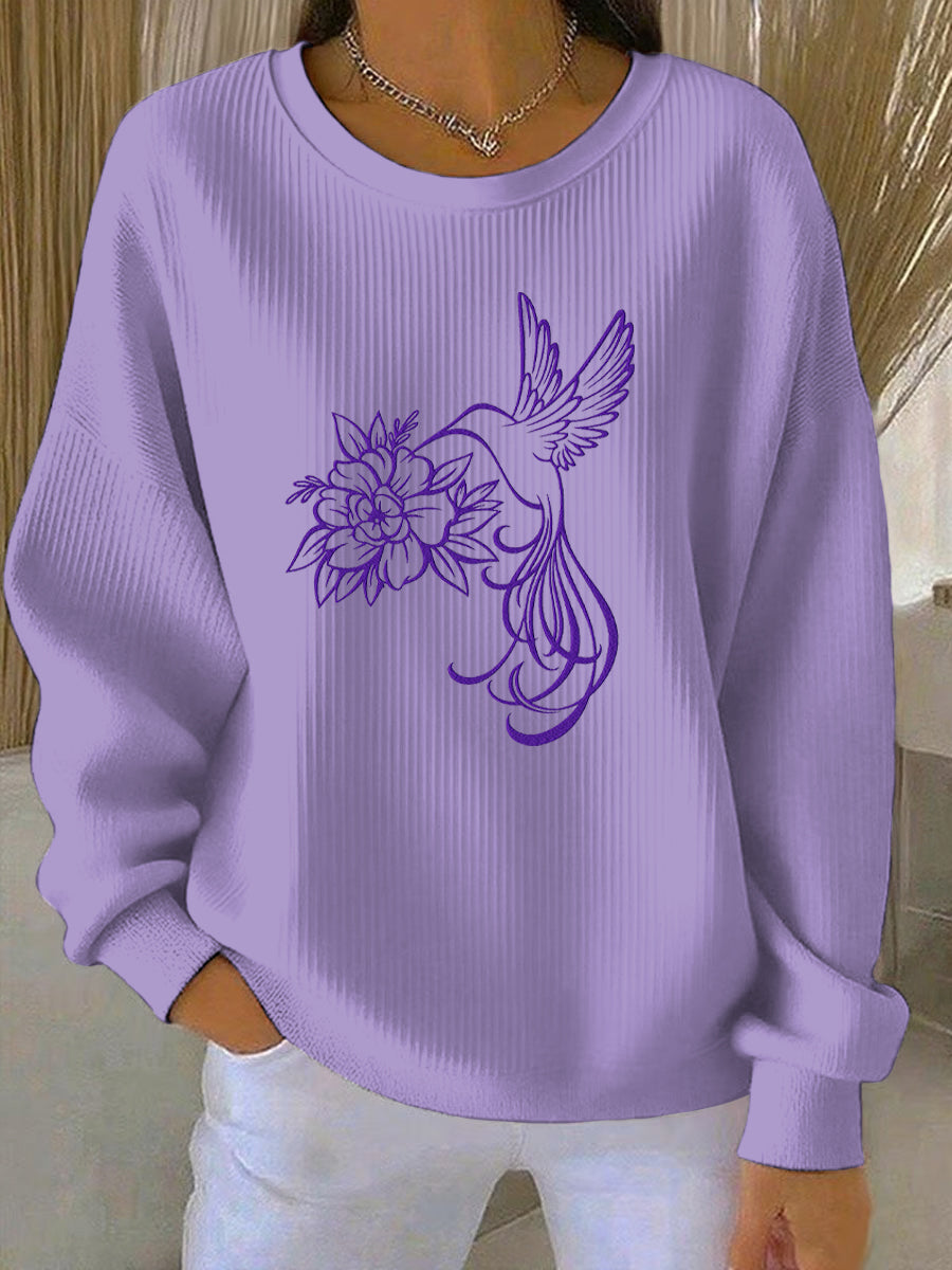 Women's Purple Art Print Casual Sweatshirt