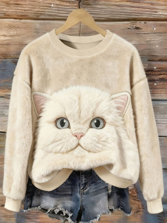Women's Cat Art Print Casual Top