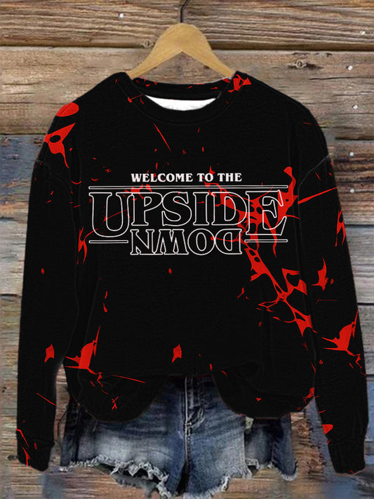 Women's Stranger Things Welcome To The Upside Down Printed Sweatshirt