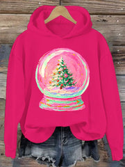Women's Hand-Painted Retro Snow Globe Christmas Sweatshirt