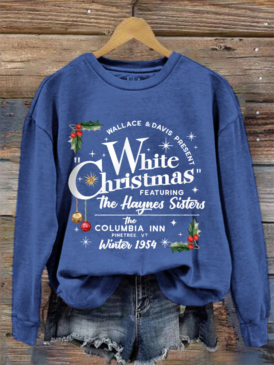 Women's White Christmas Print Casual sweatshirt
