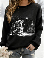 Women's Christmas Dachshund Through The Snow Print Casual Sweatshirt