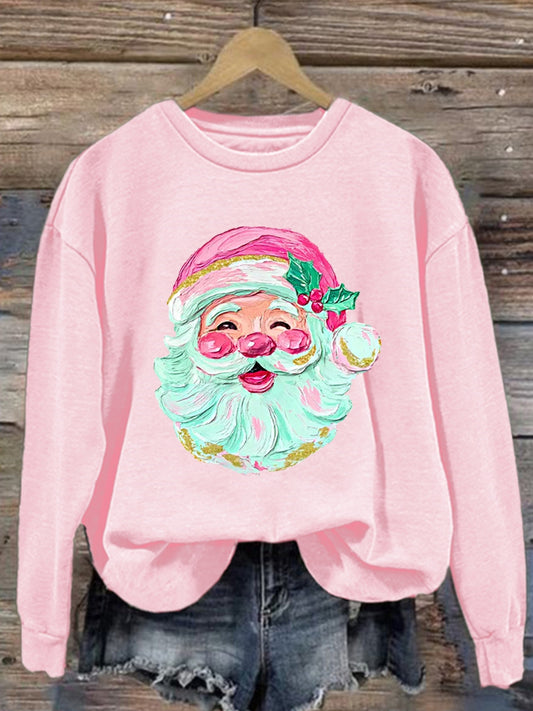 Women's Hand-painted Retro Santa Christmas Sweatshirt