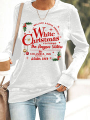 Women's Vintage White Christmas Print Casual Sweatshirt
