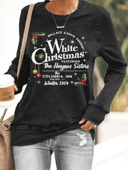 Women's Vintage White Christmas Print Casual Sweatshirt