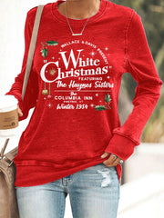 Women's Vintage White Christmas Print Casual Sweatshirt