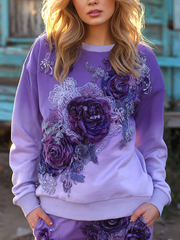 Women's Bohemian Floral Pastoral Style Crew Neck Retro Print Regular Sweatshirt