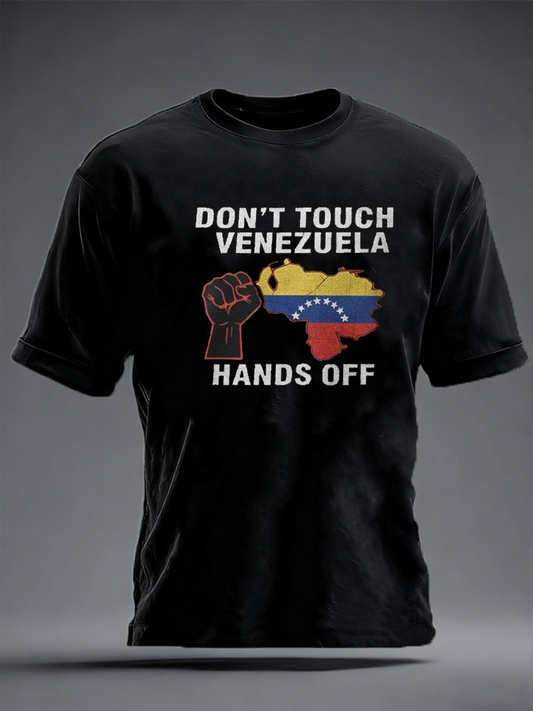 Men's Venezuela Print imitation cotton short-sleeved T-shirt