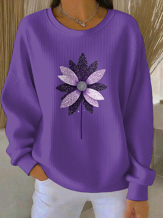 Women's Purple Art Print Casual Sweatshirt