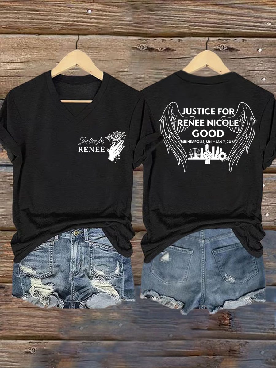 Women's Justice For Renee Nicole Good V-Neck Tee