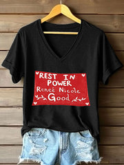 Women's Rest in Power Renee Nicole Good Print V-Neck T-Shirt