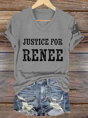 Women's Justice For Renee Nicole Good Minneapolis Protest V-Neck Tee