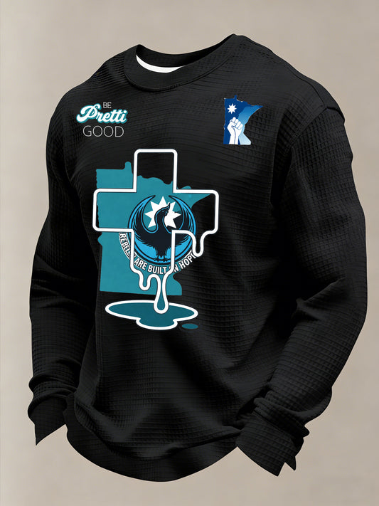 Men's Be Pretti Good Printed Waffle Long Sleeve Sweatshirt