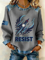 Women's Minnesota Resist Printed Denim Patchwork Top