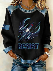 Women's Minnesota Resist Printed Denim Patchwork Top