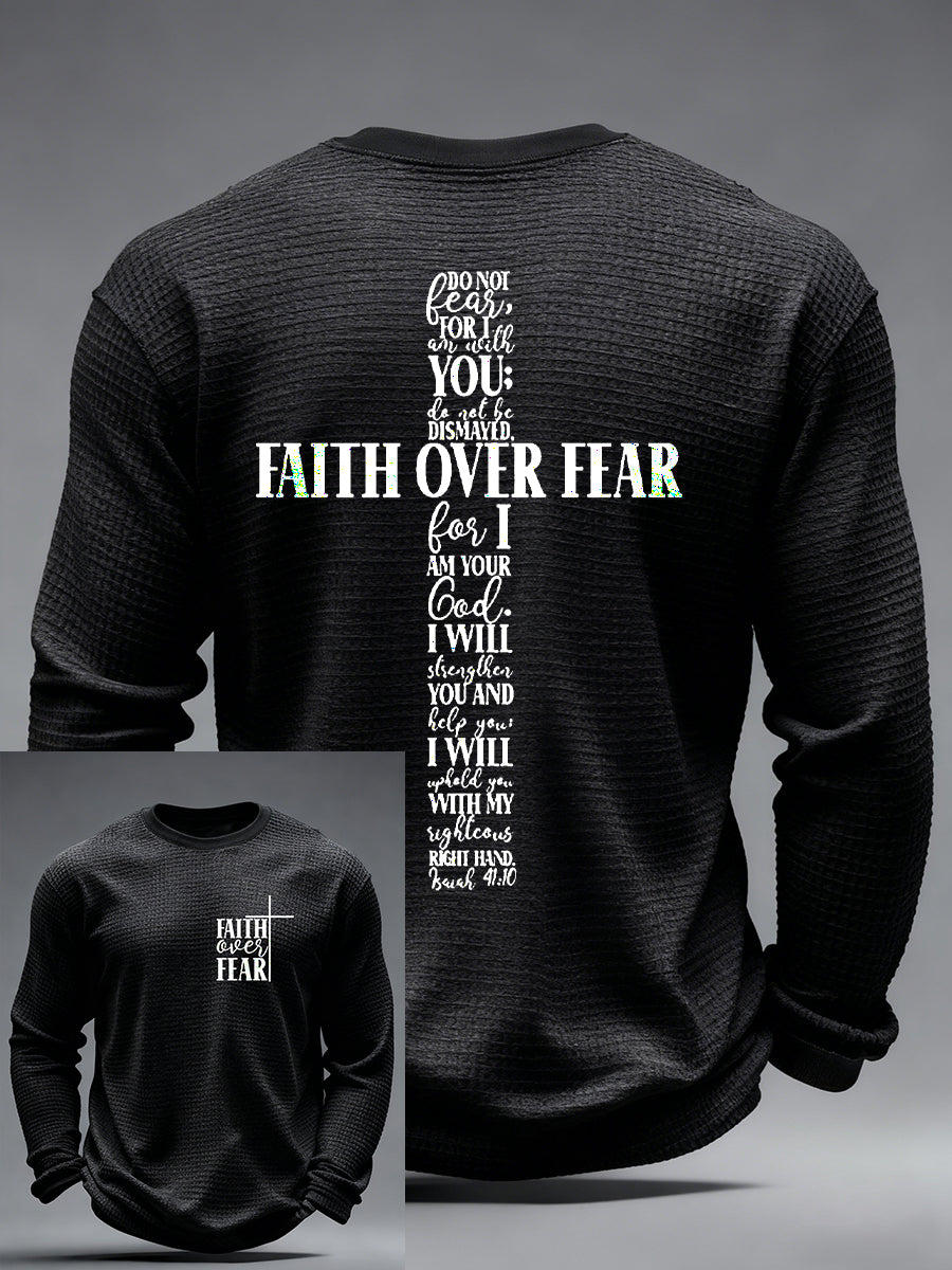 Men's Faith Over Fear Cross Waffle Long Sleeve T-Shirt