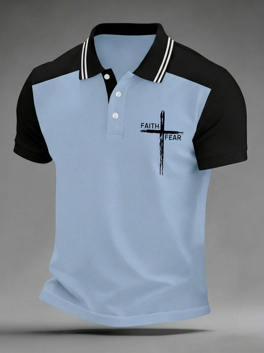 Men's Faith Over Fear Cross Faith Print Casual Top