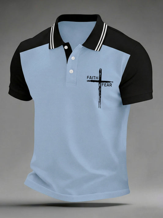 Men's Faith Over Fear Cross Faith Print Casual Top