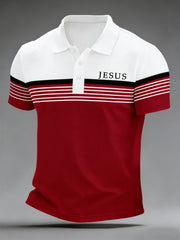 Men's Christian Jesus Stripes Print Casual Top