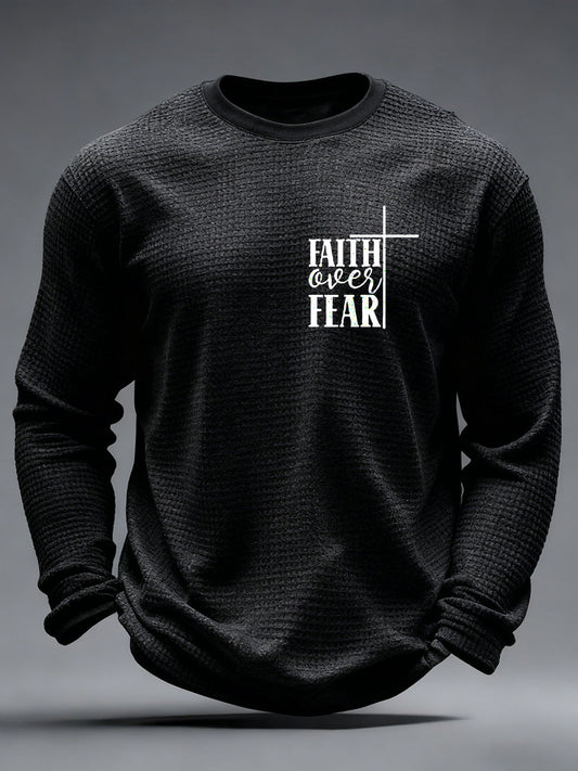 Men's Faith Over Fear Cross Waffle Long Sleeve T-Shirt