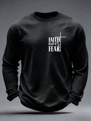 Men's Faith Over Fear Cross Waffle Long Sleeve T-Shirt