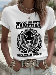Women's 'Shoot us with cameras, not with guns' T-shirts