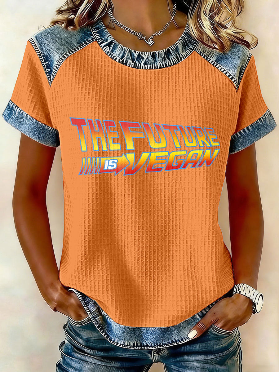 Women's 'The Future is Vegan' Sign Waffle T-Shirts