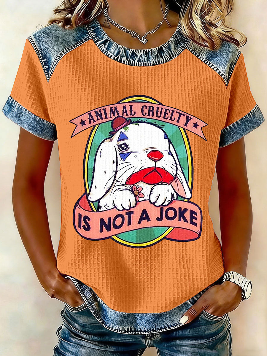 Women's 'Animal Cruelty Is Not a Joke' Waffle Knit T-Shirts
