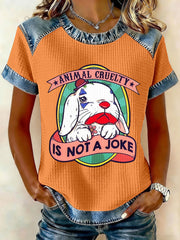 Women's 'Animal Cruelty Is Not a Joke' Waffle Knit T-Shirts