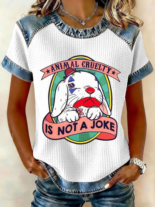 Women's 'Animal Cruelty Is Not a Joke' Waffle Knit T-Shirts