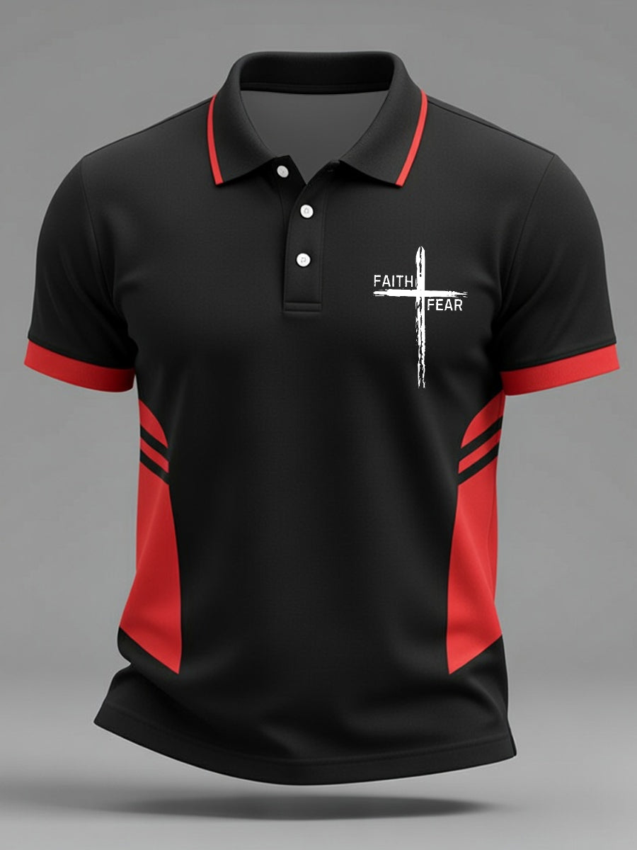 Men's Faith Over Fear Geometric Print Casual Top