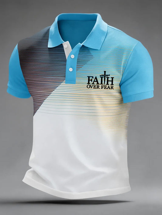 Men's Faith Over Fear Geometric Print Casual Top